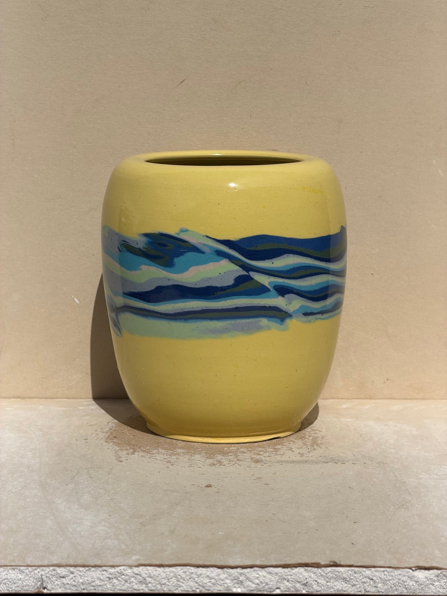 Yellow Nerikomi Band Vase