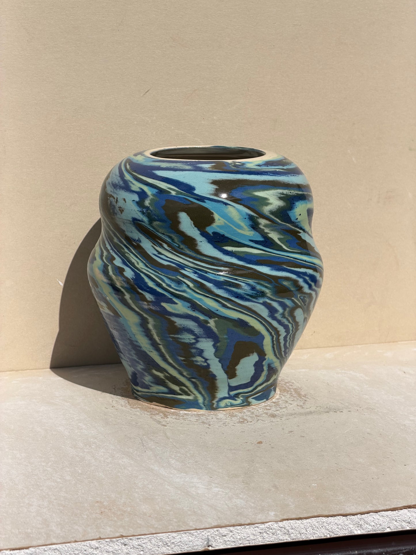 Blue and Green Nerikomi Vase