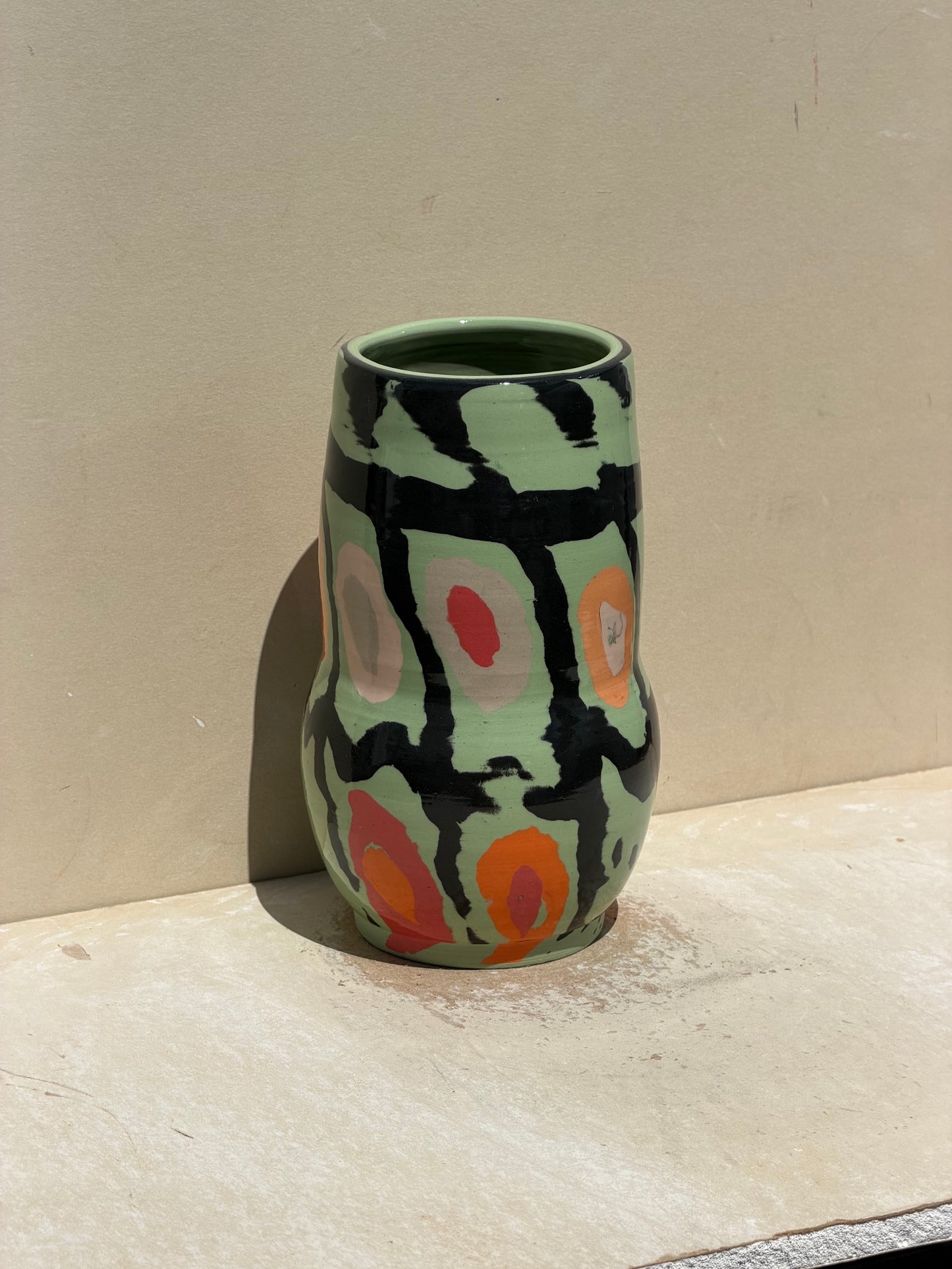 Green Carved Vase