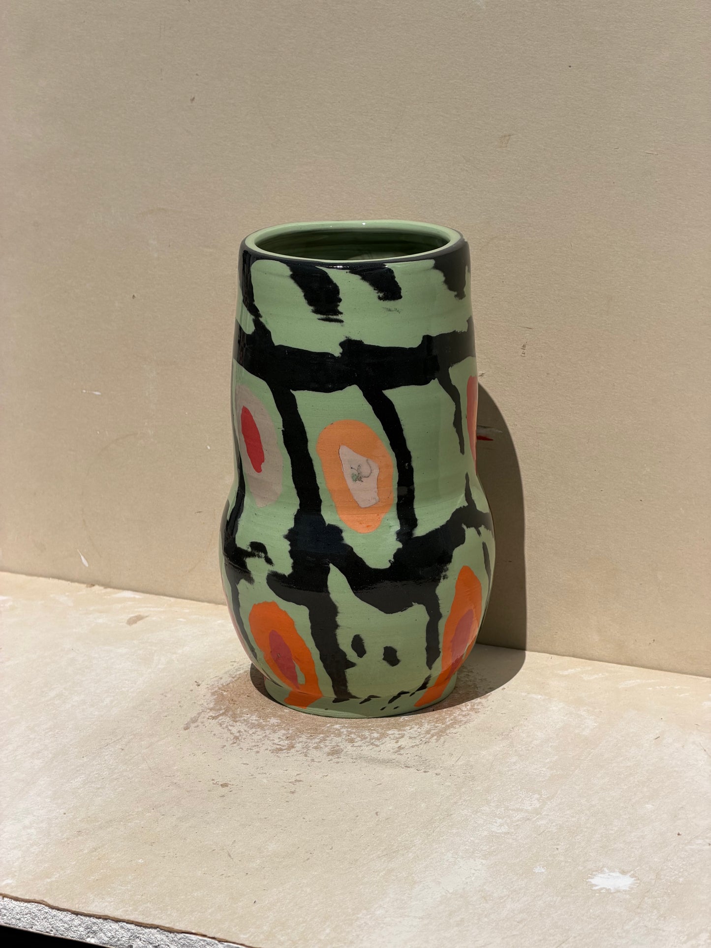 Green Carved Vase