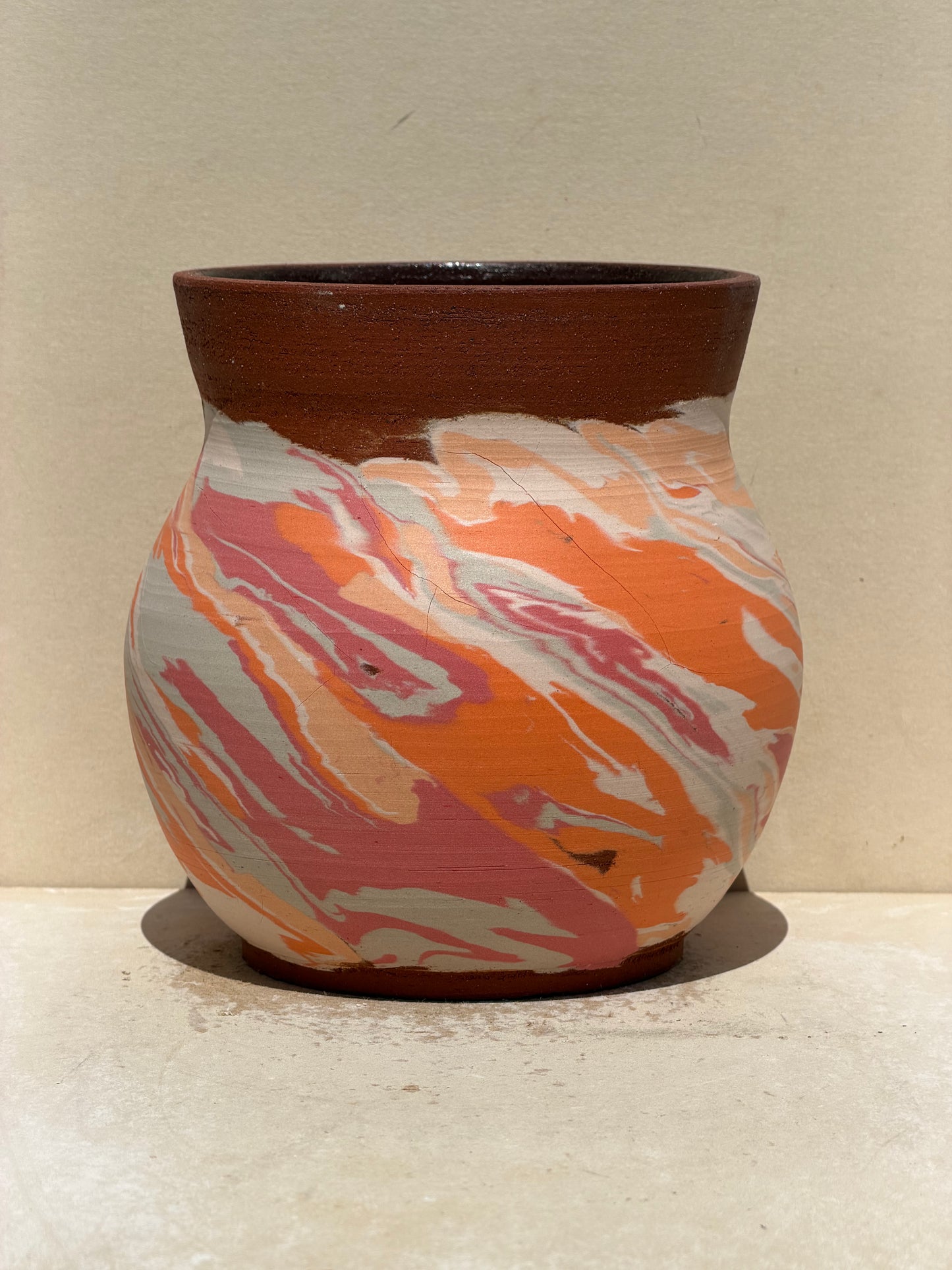 Red Clay Nerikomi Vase