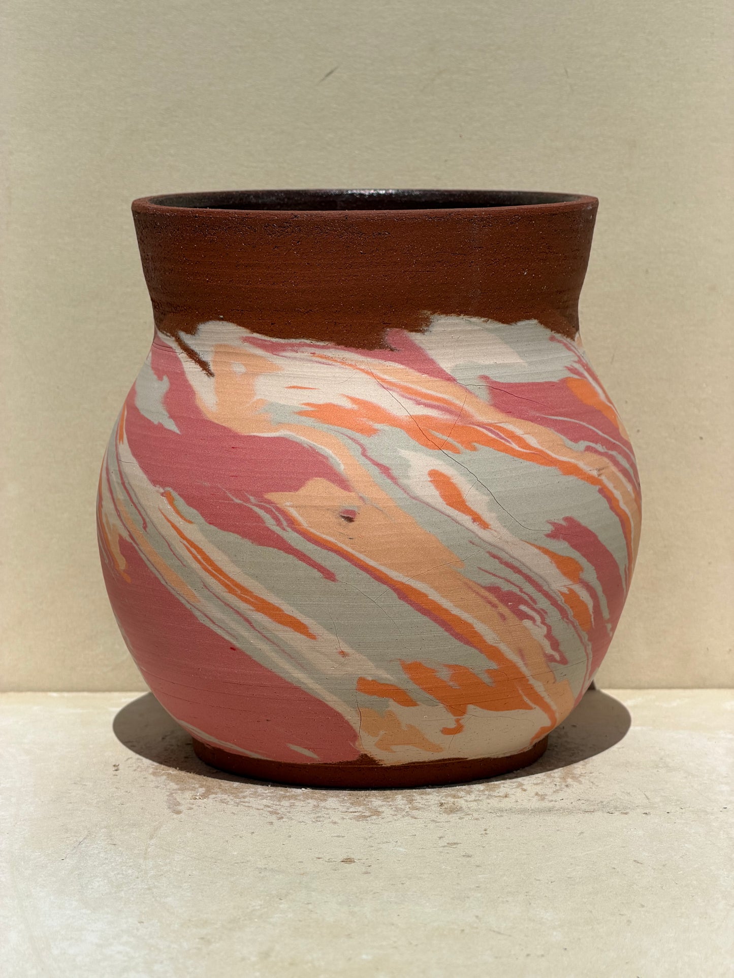 Red Clay Nerikomi Vase