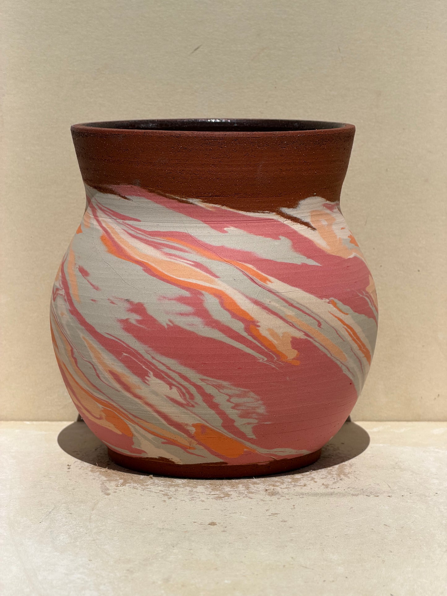 Red Clay Nerikomi Vase