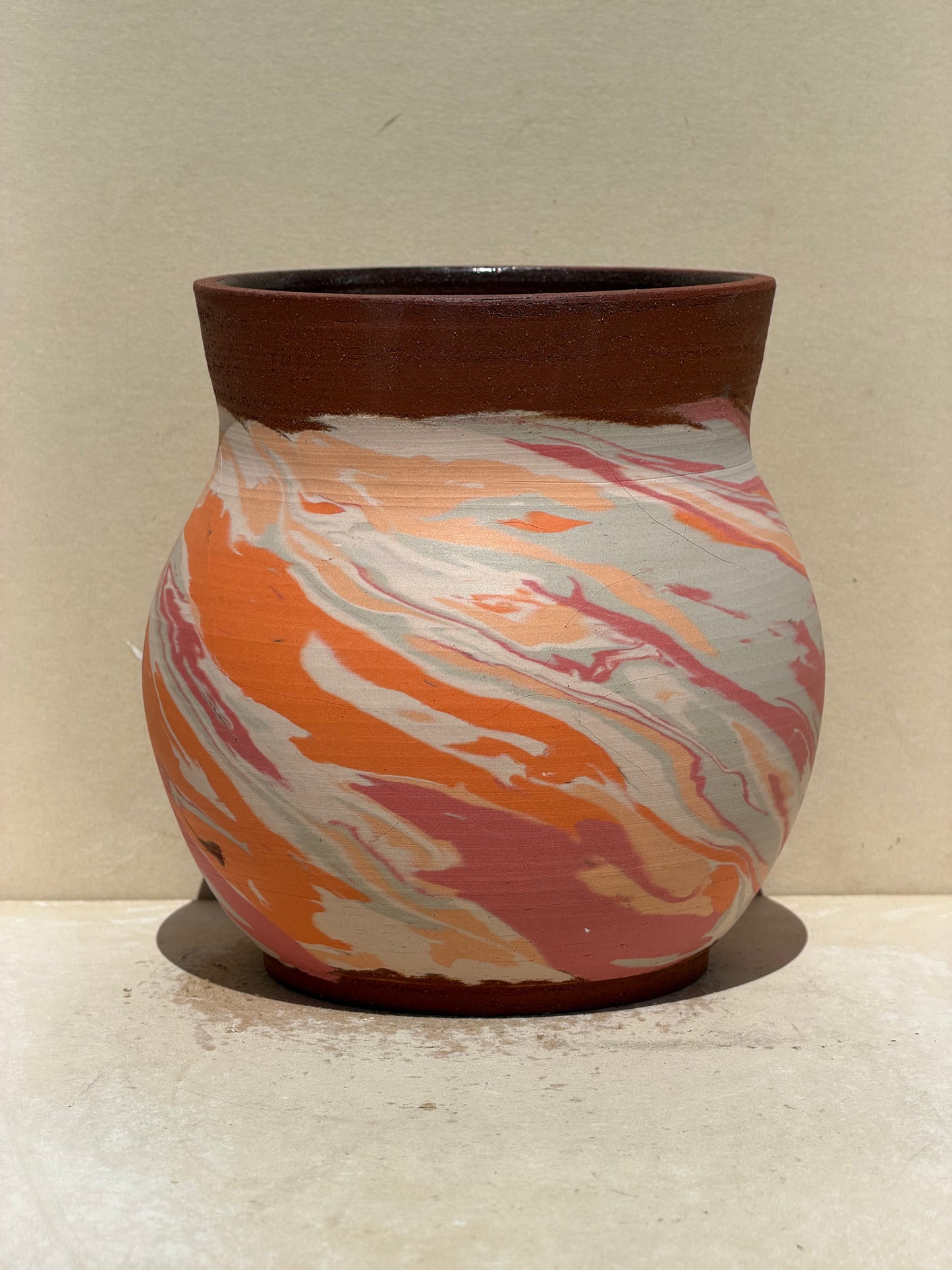 Red Clay Nerikomi Vase