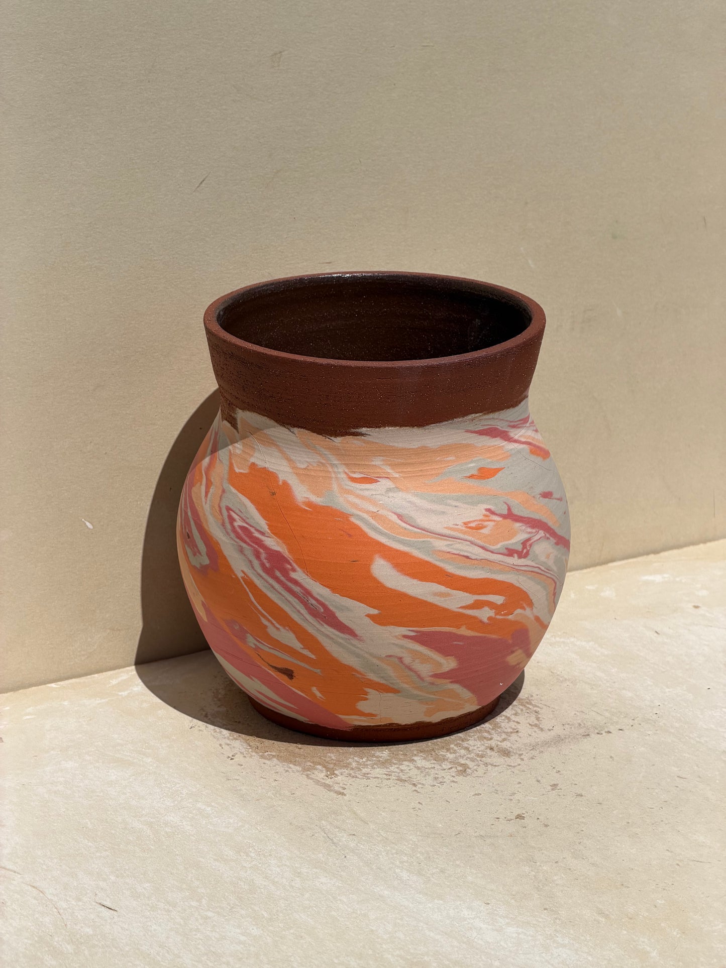 Red Clay Nerikomi Vase