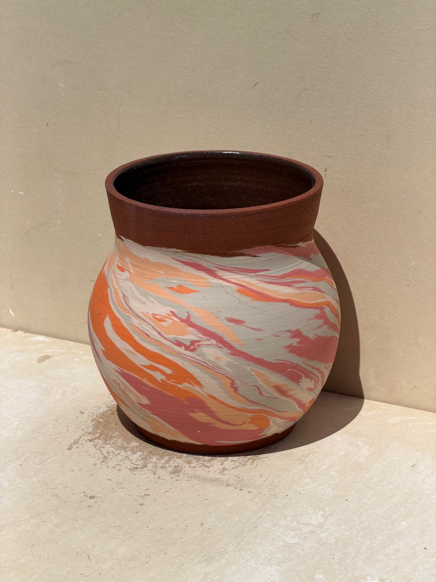 Red Clay Nerikomi Vase