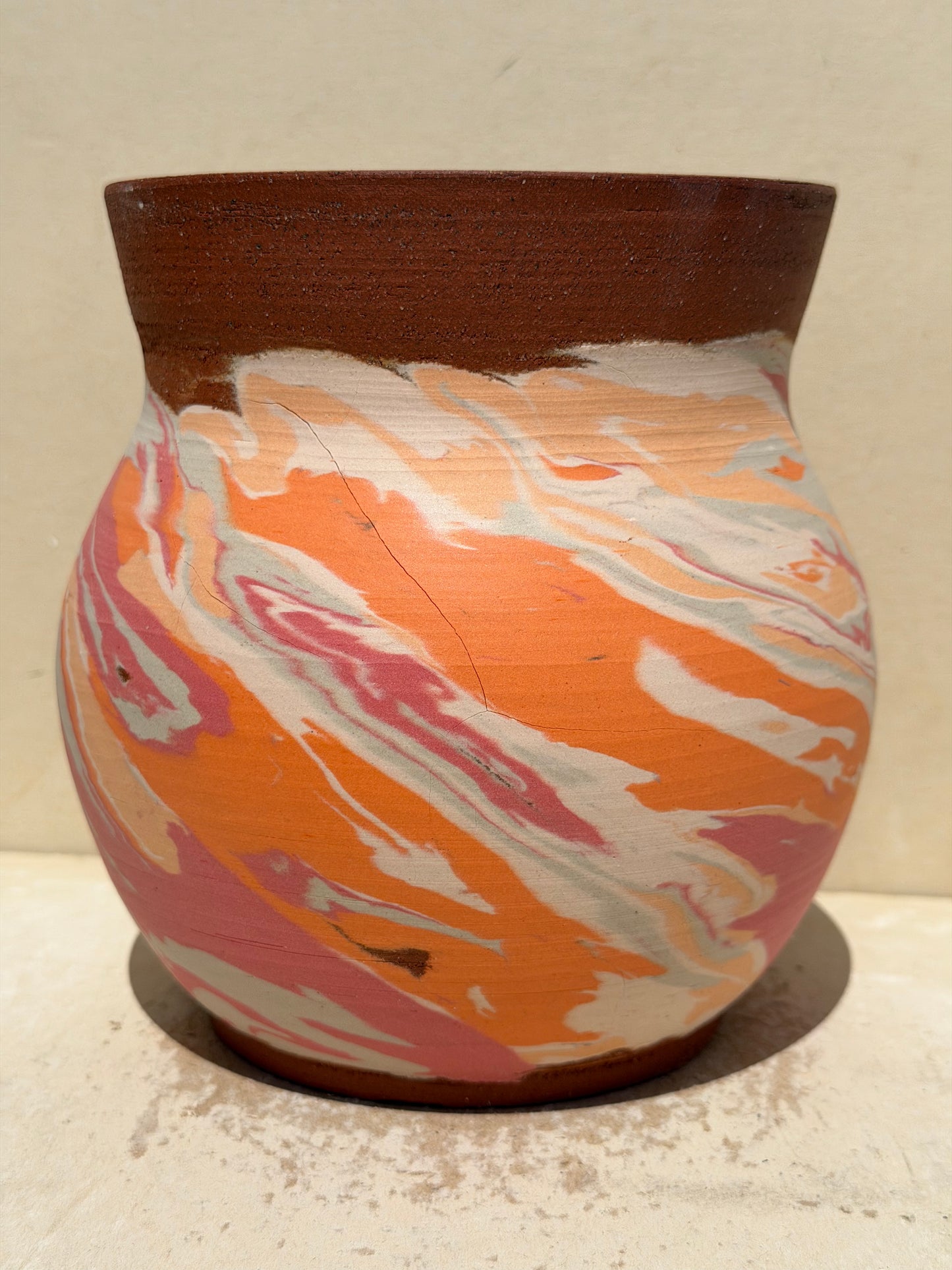 Red Clay Nerikomi Vase