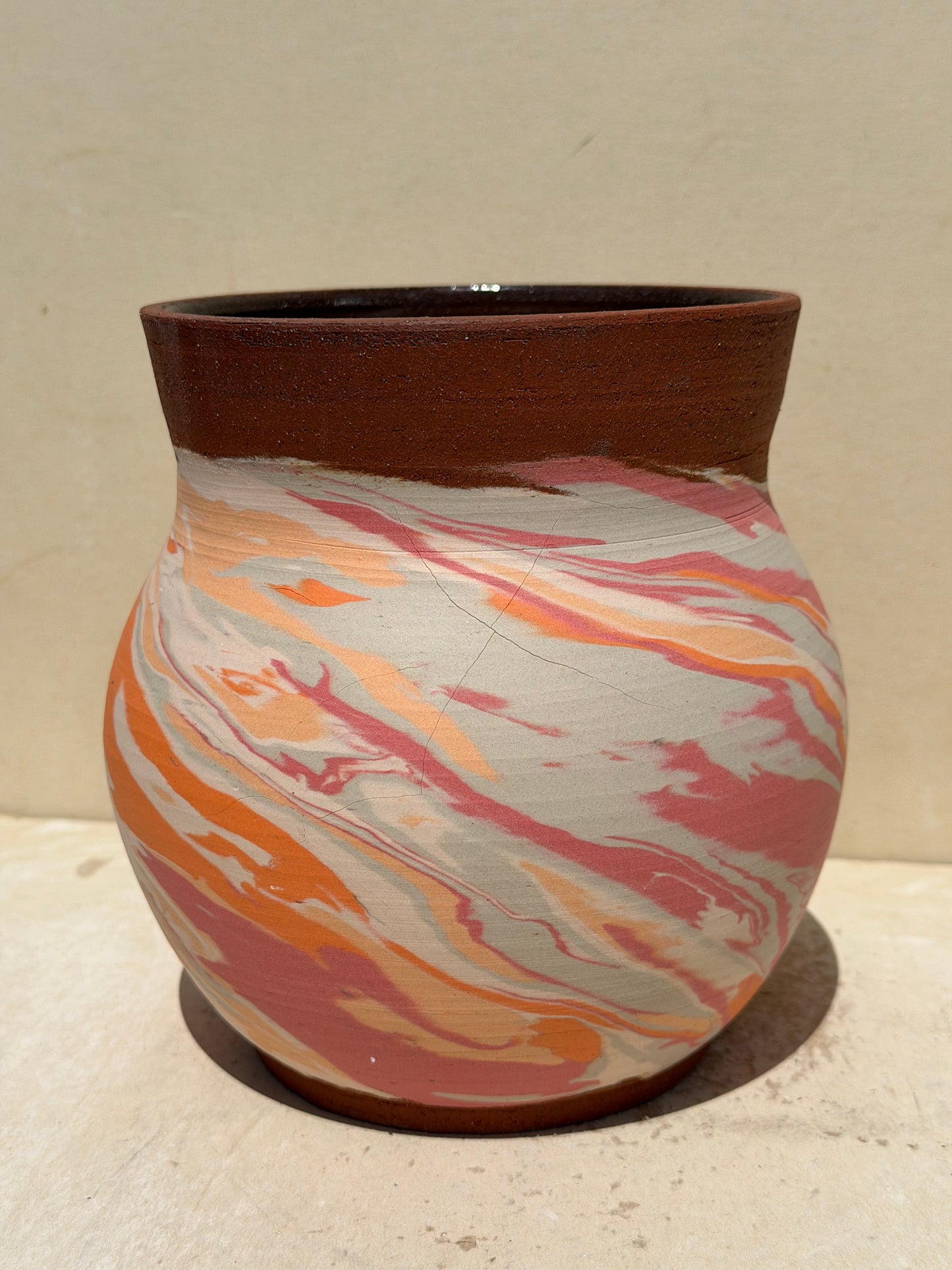 Red Clay Nerikomi Vase