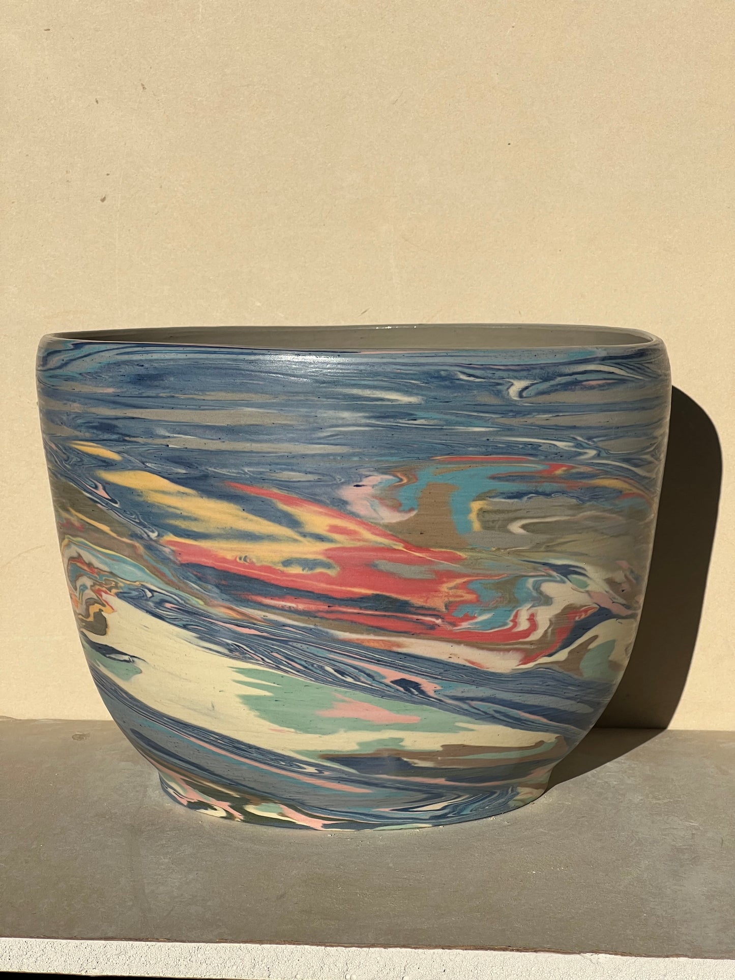 Large Scrap Nerikomi Matte Planter