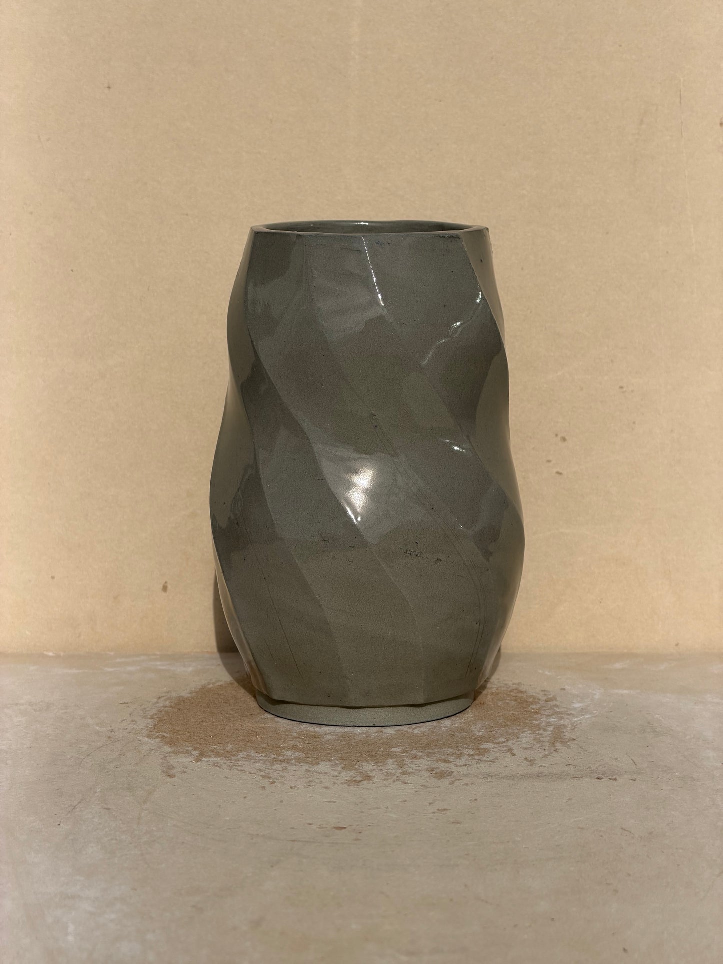 Spiral gray vase
