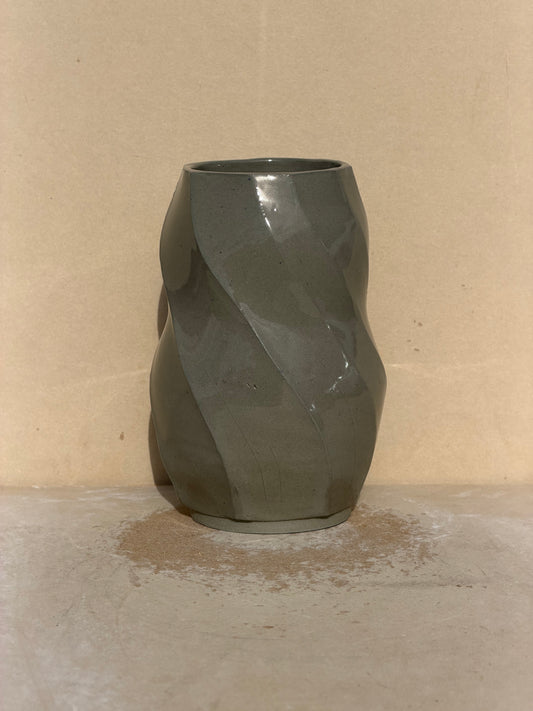 Spiral gray vase