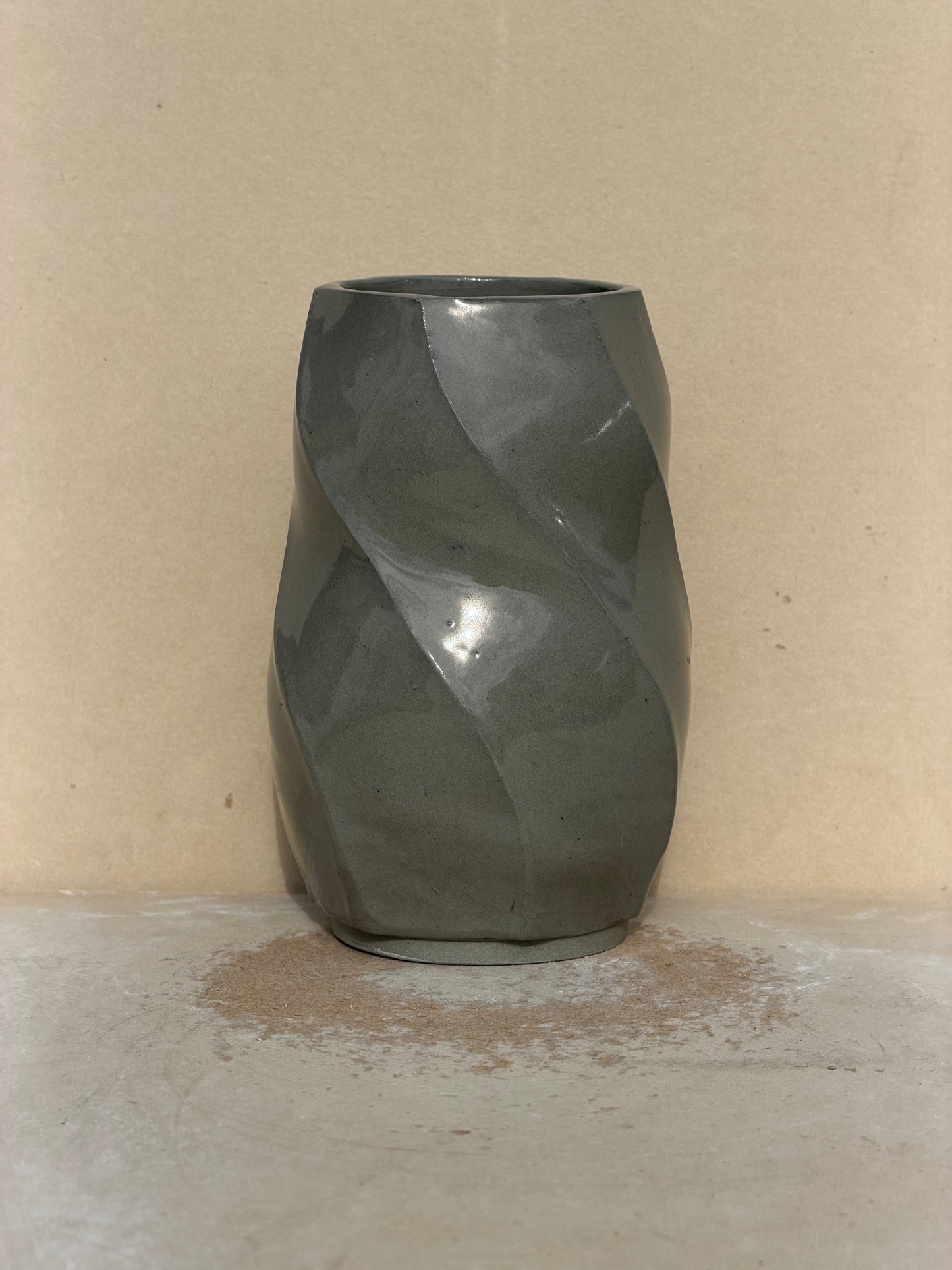 Spiral gray vase