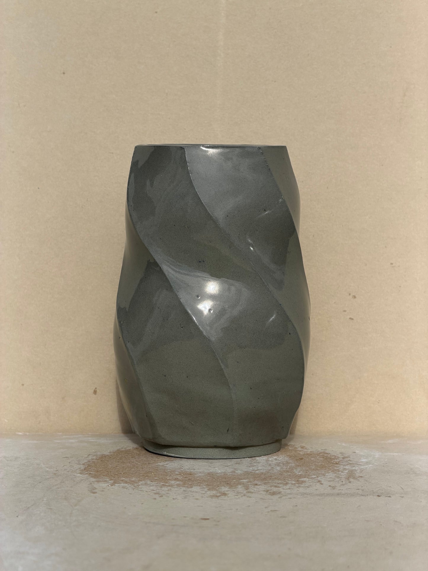 Spiral gray vase