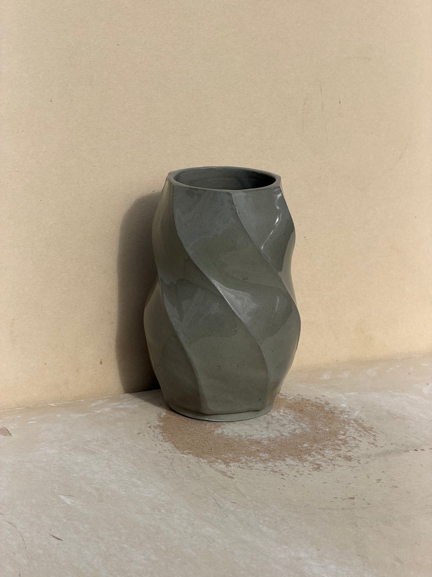 Spiral gray vase