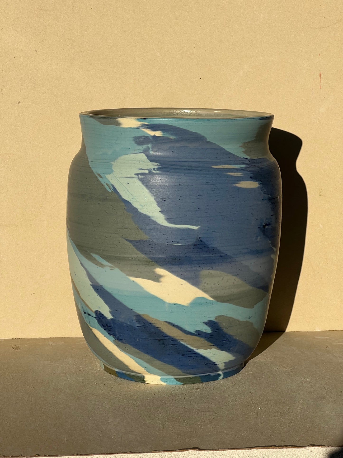 Large Blue/Green Matte Nerikomi Vase