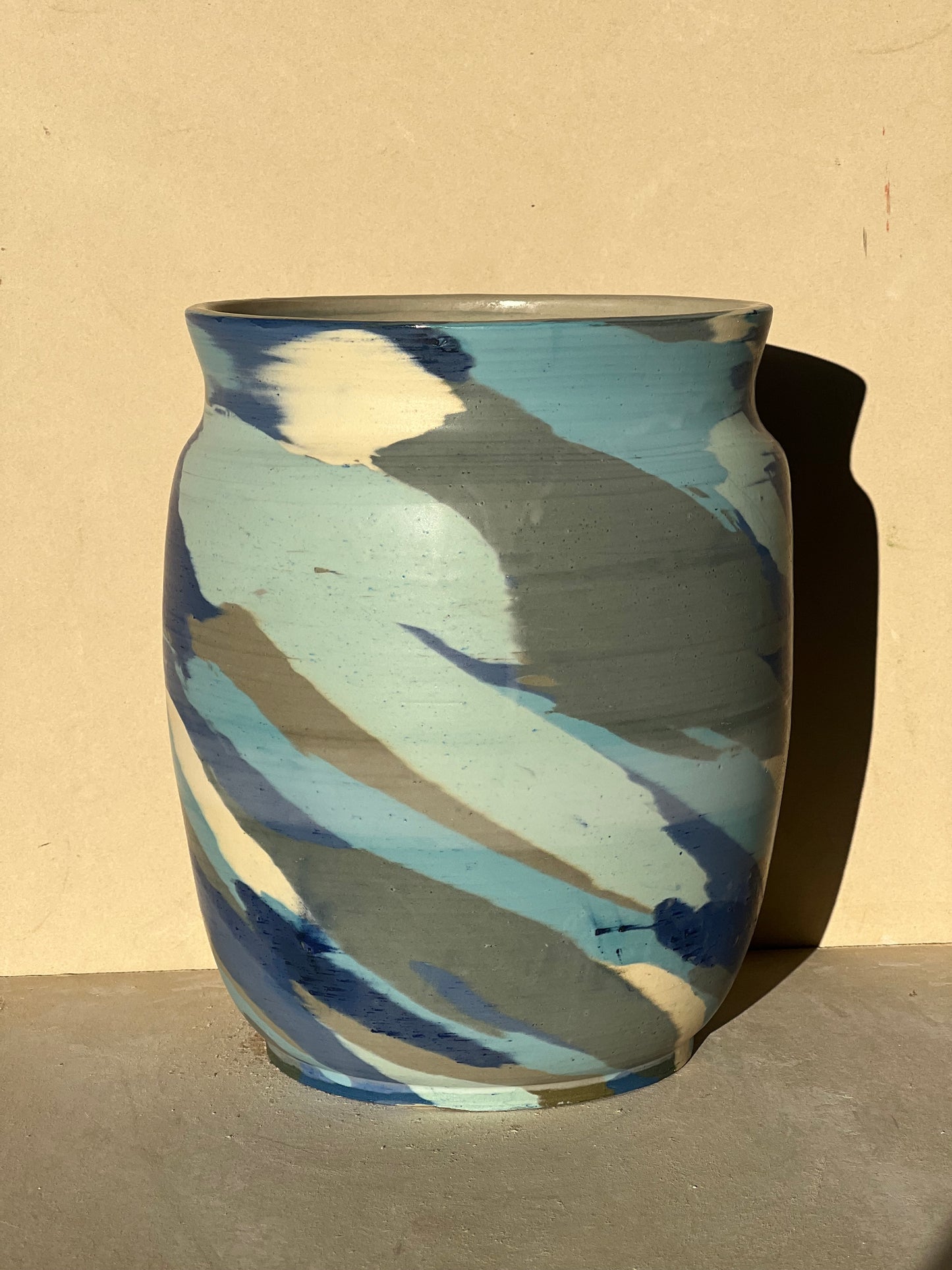 Large Blue/Green Matte Nerikomi Vase