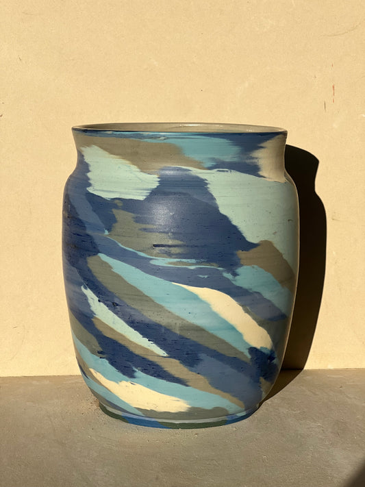 Large Blue/Green Matte Nerikomi Vase