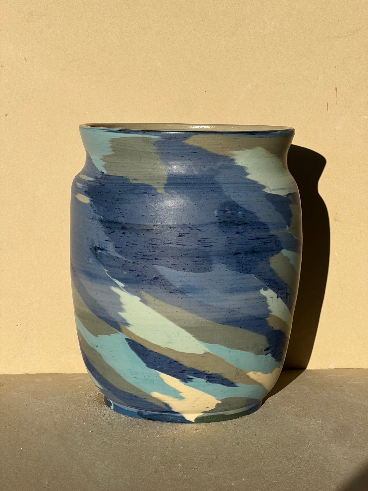 Large Blue/Green Matte Nerikomi Vase