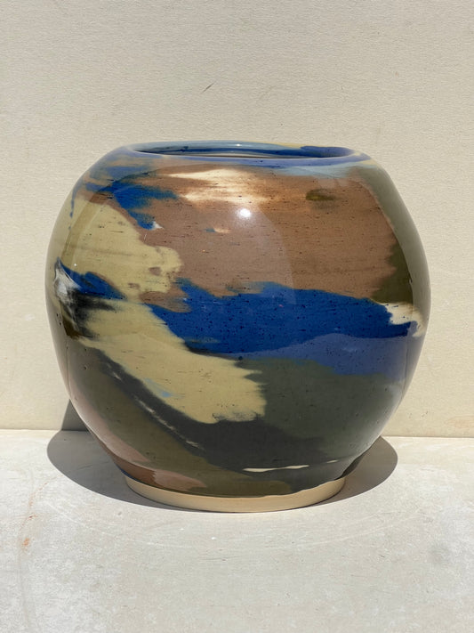 Wide Multicolored Marbled Vase