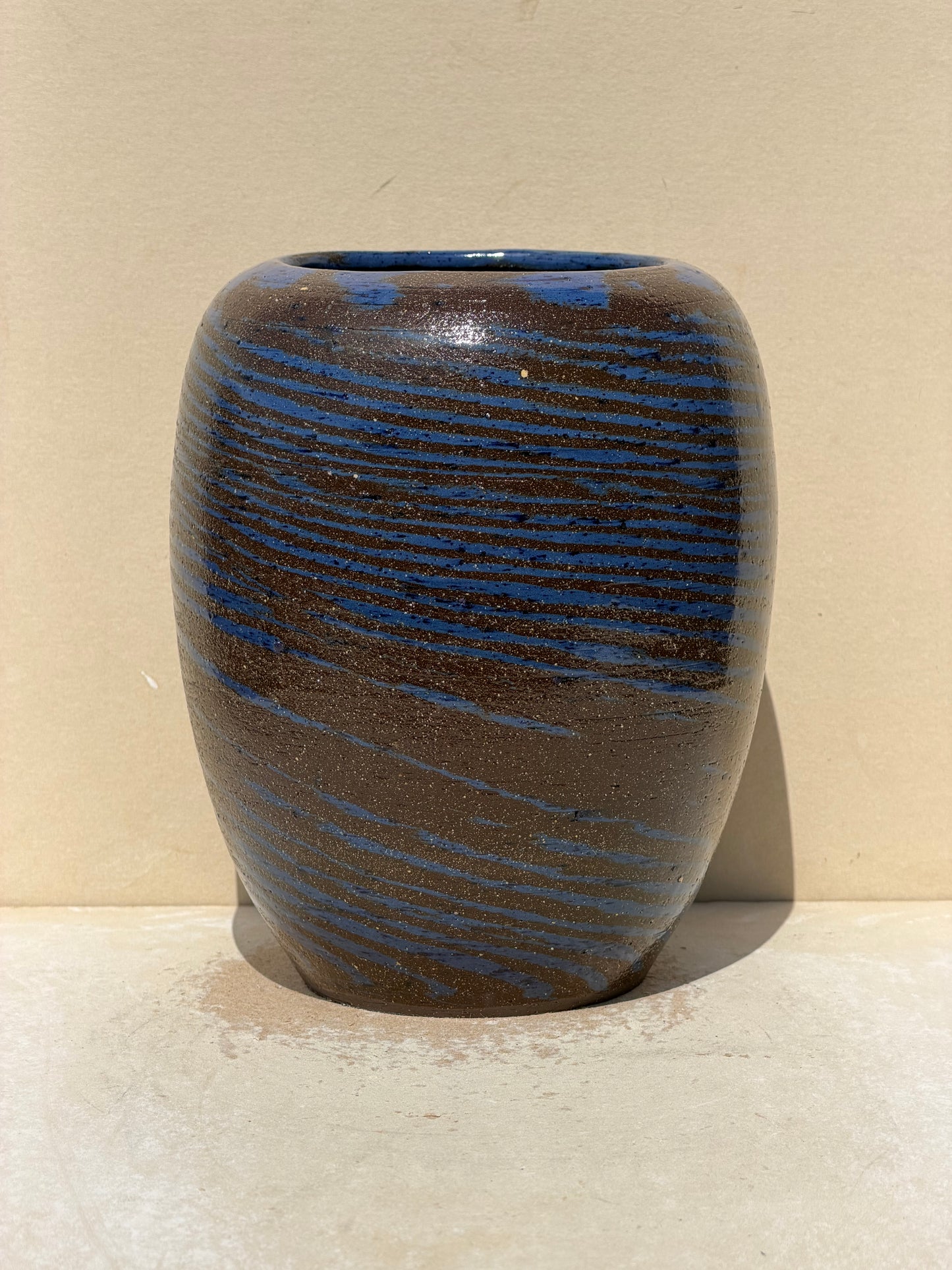 Carved Spiral Blue Vase