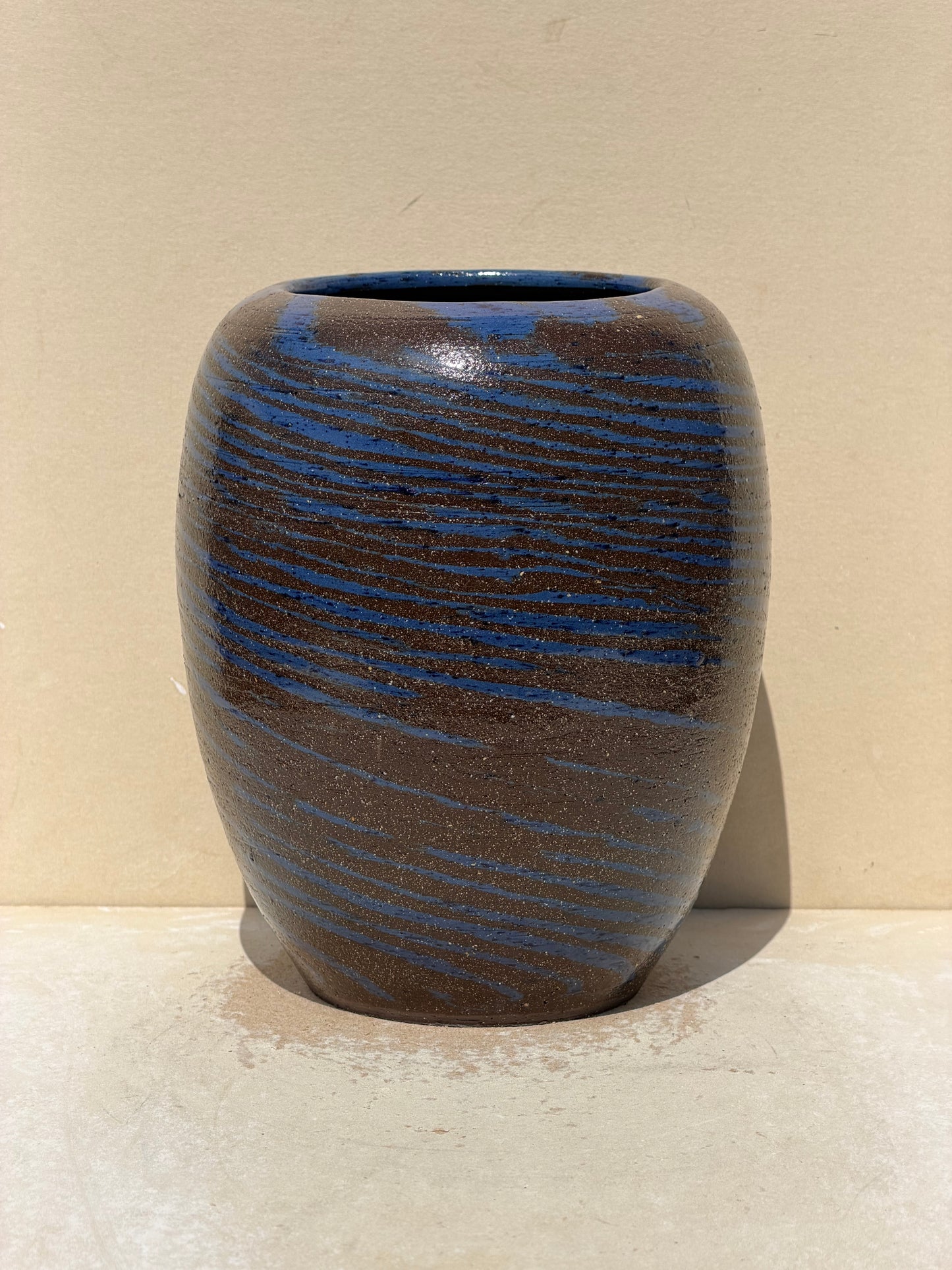 Carved Spiral Blue Vase