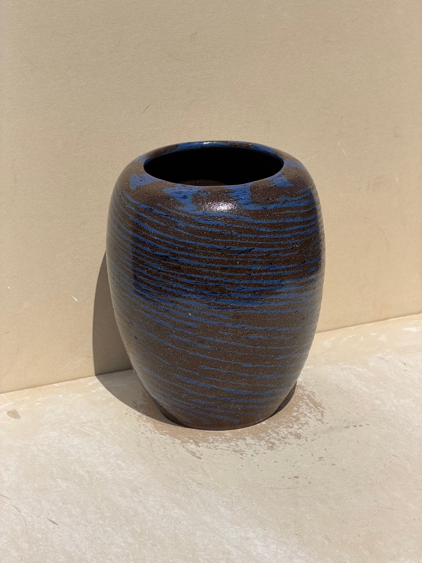 Carved Spiral Blue Vase