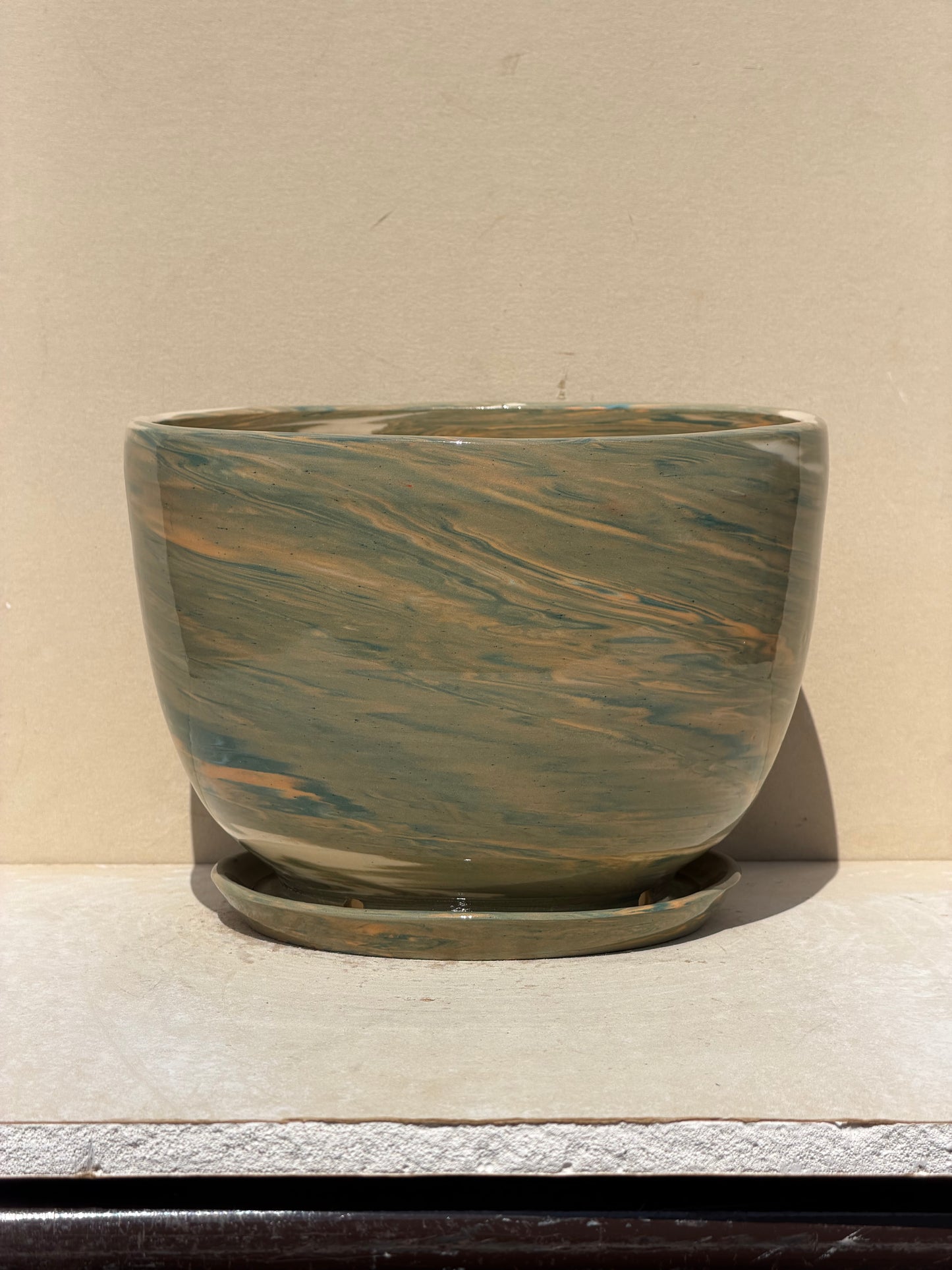 Green Marbled Planter