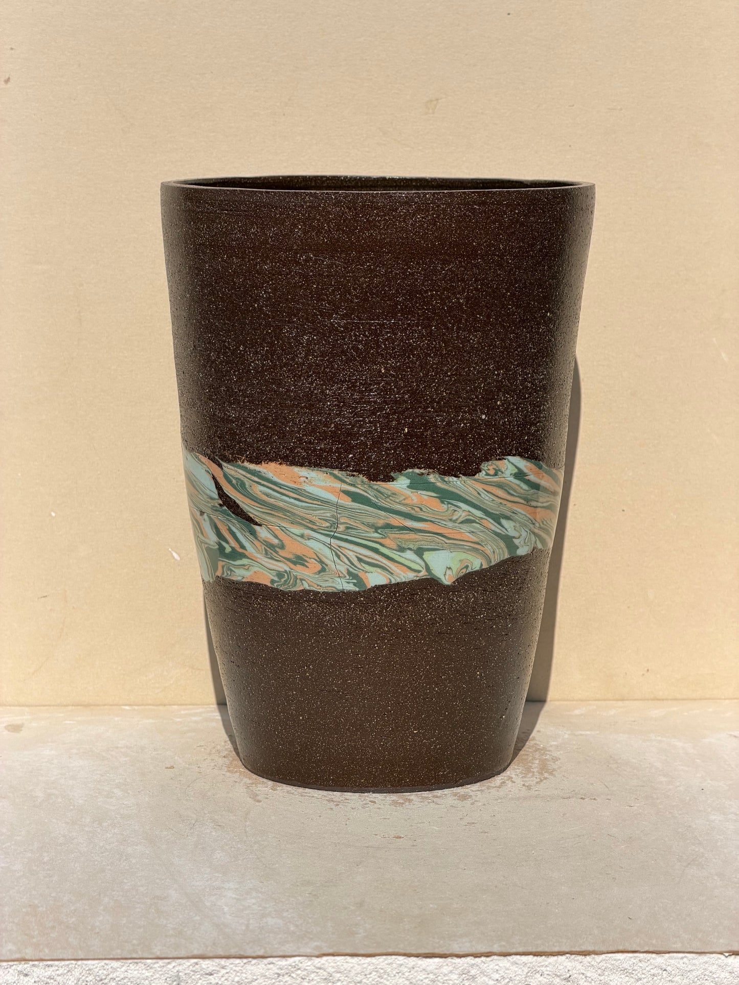 Marbled Band Brown Vase