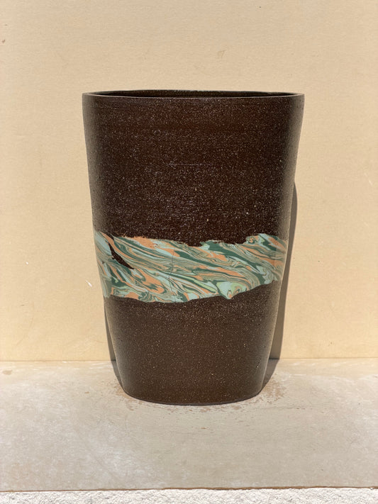 Marbled Band Brown Vase
