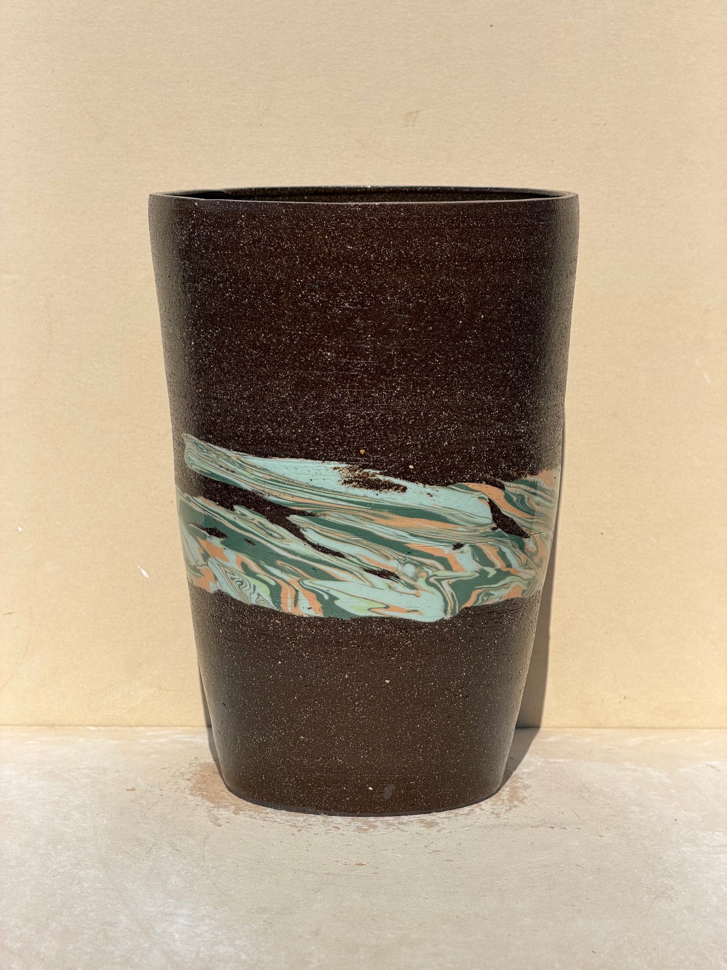 Marbled Band Brown Vase