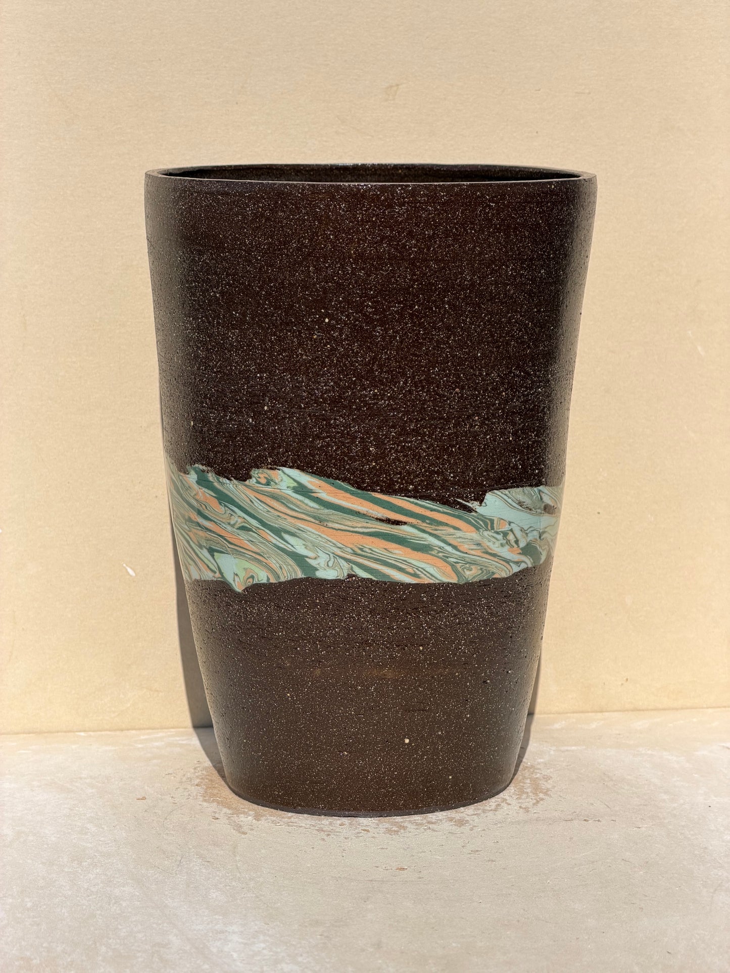 Marbled Band Brown Vase