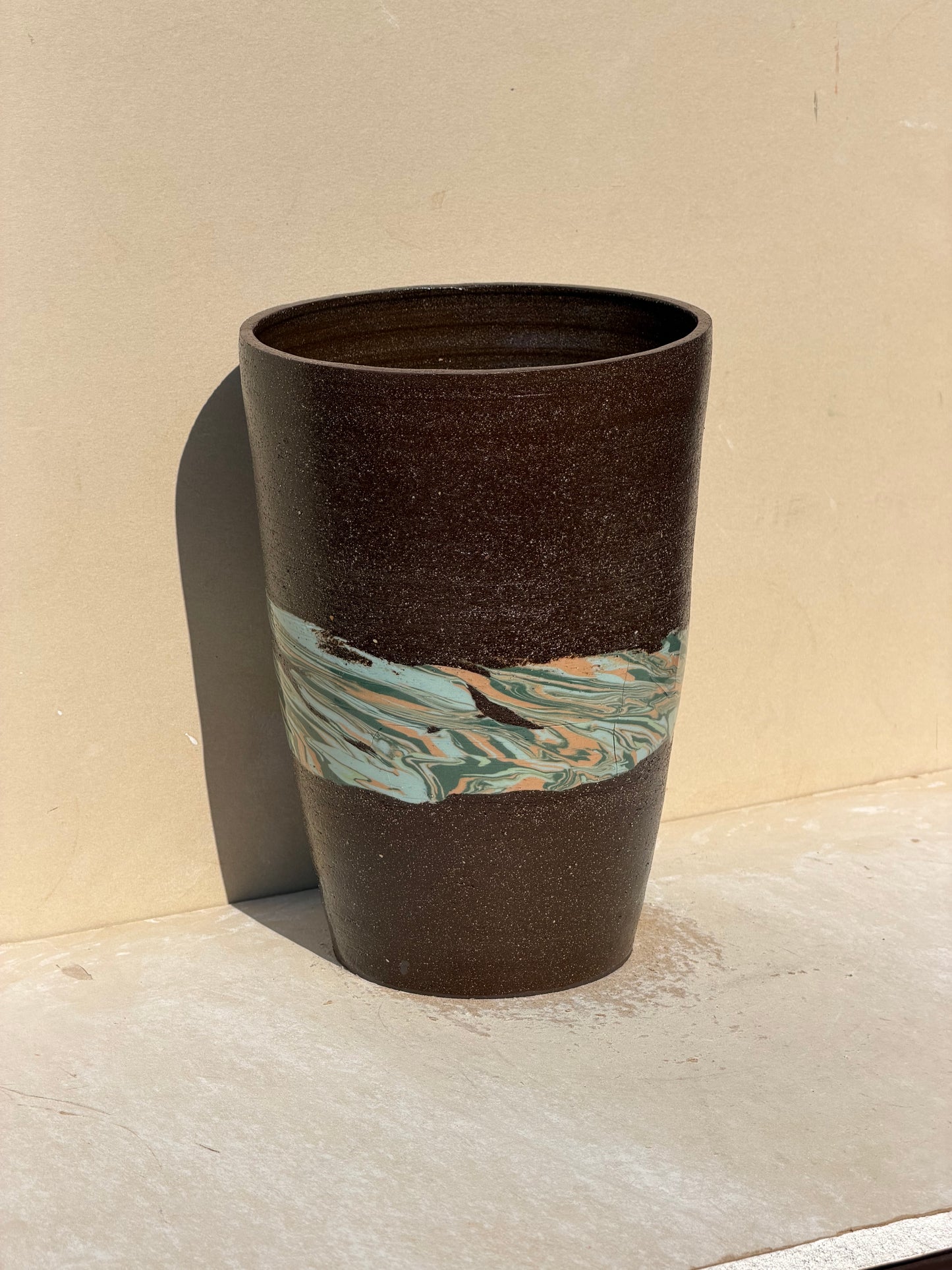 Marbled Band Brown Vase