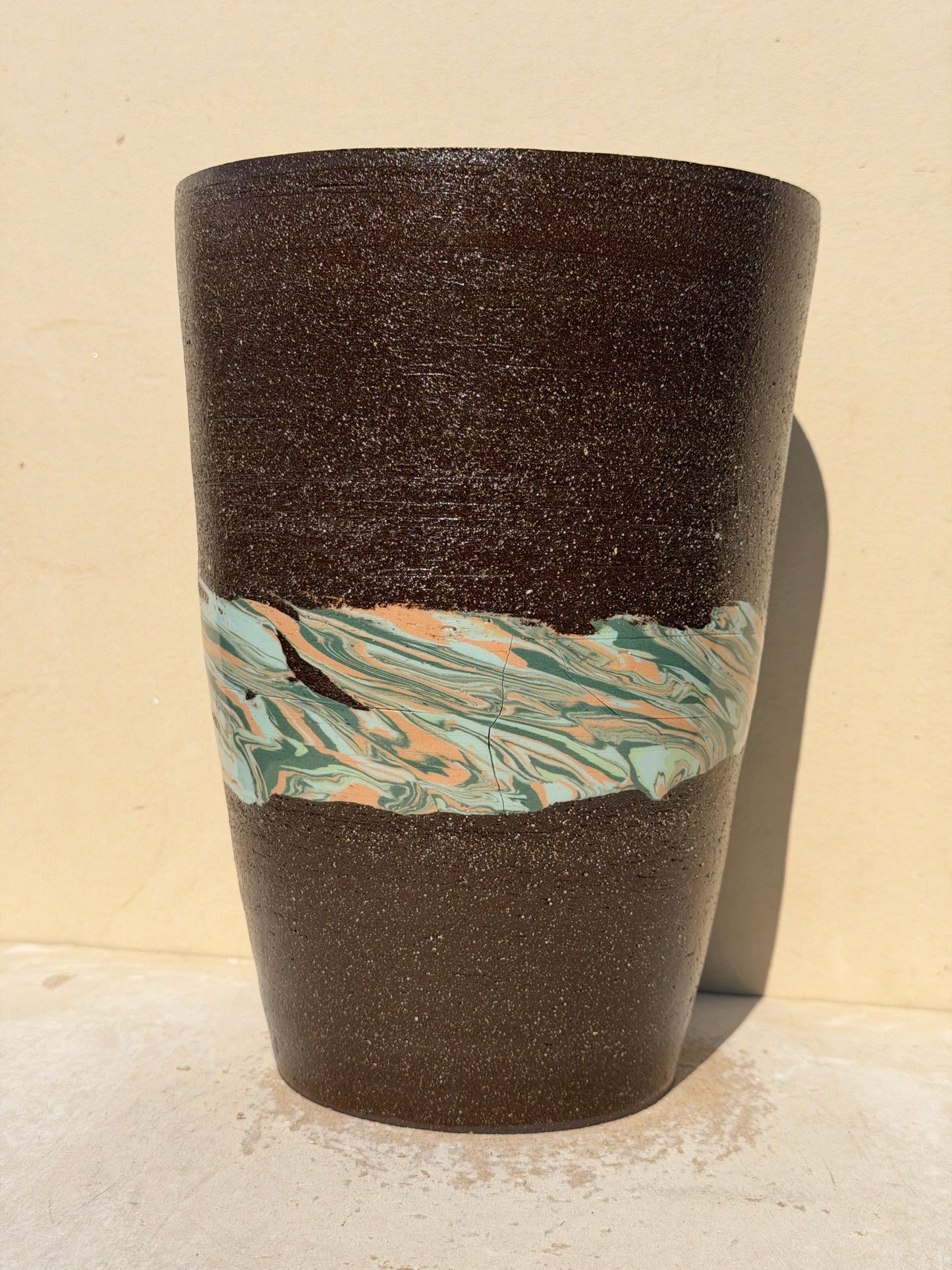 Marbled Band Brown Vase