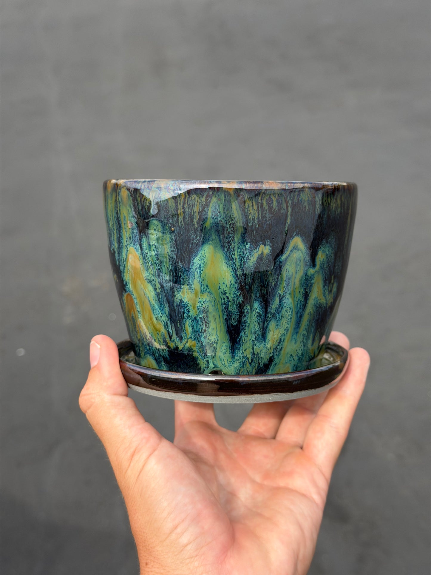 Green Speckled Planter