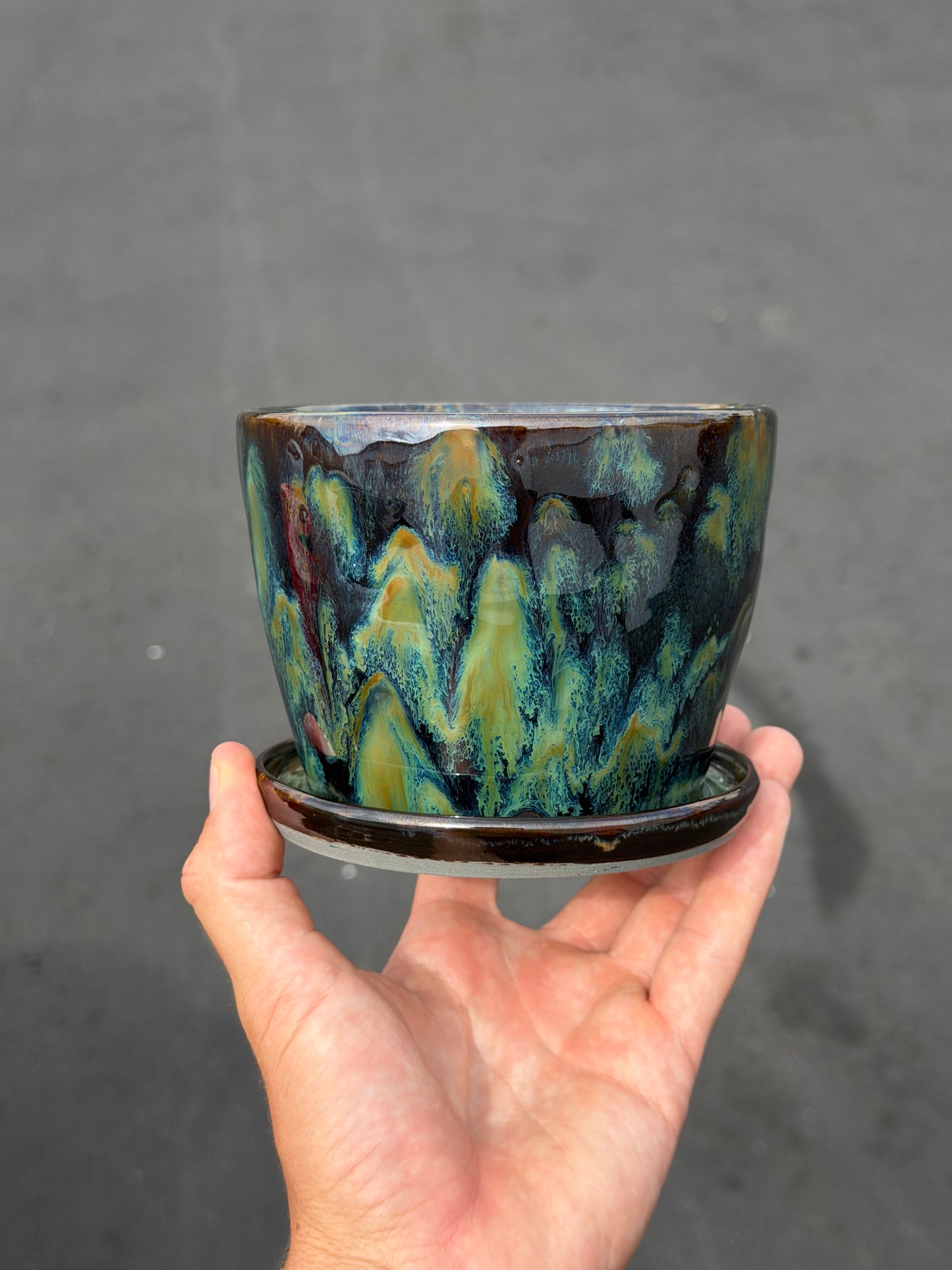Green Speckled Planter