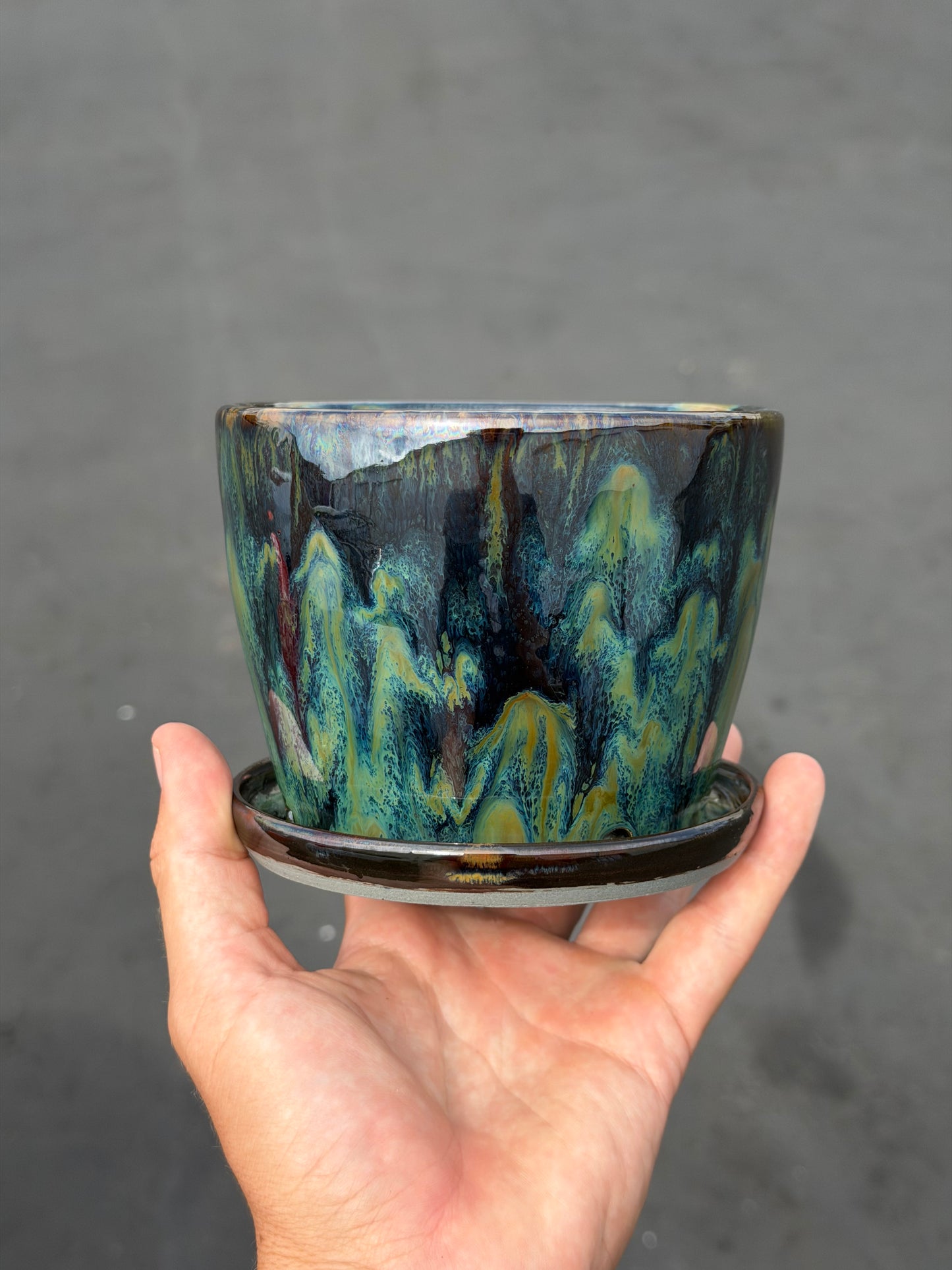 Green Speckled Planter