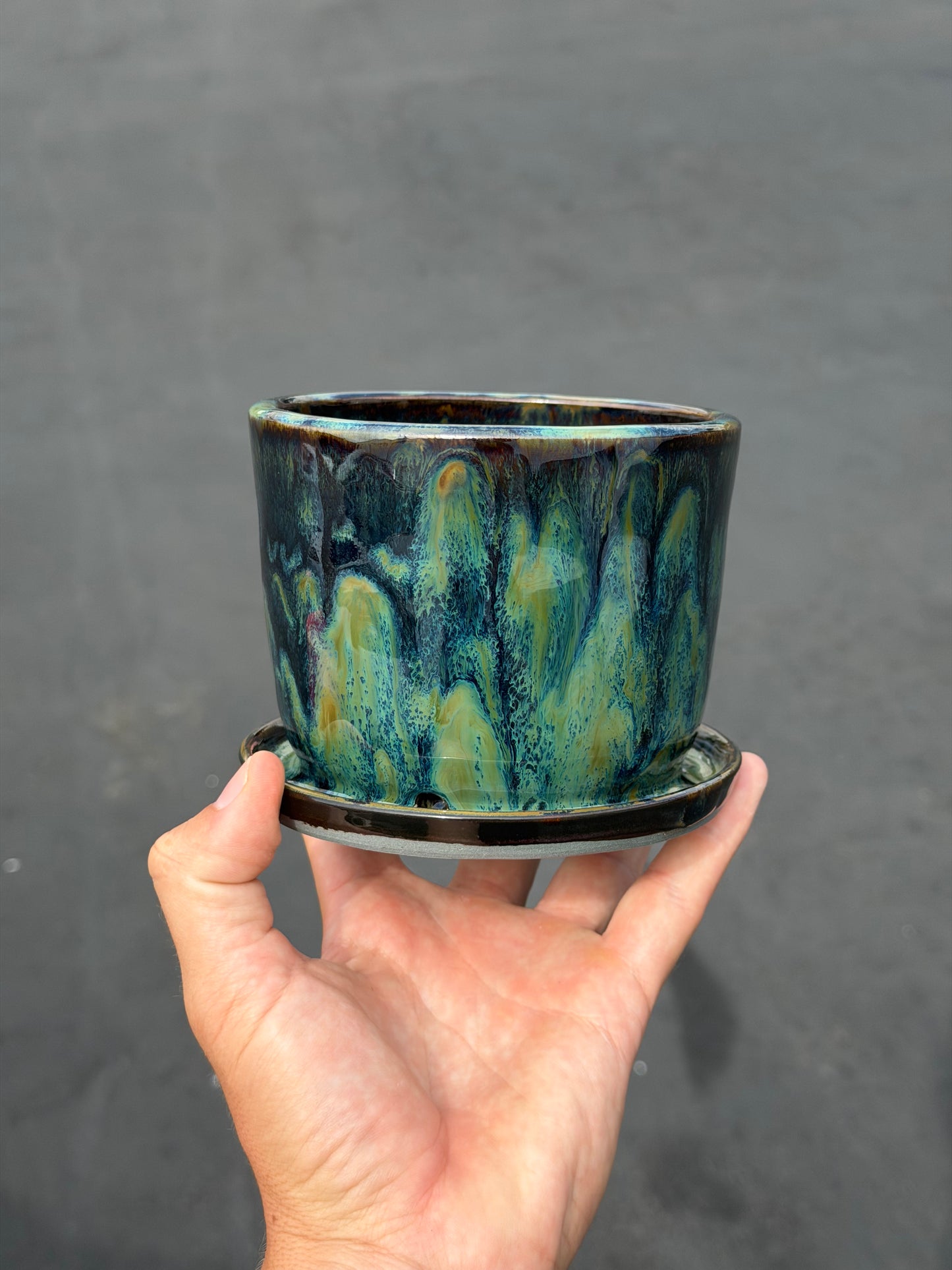 Green Speckled Planter
