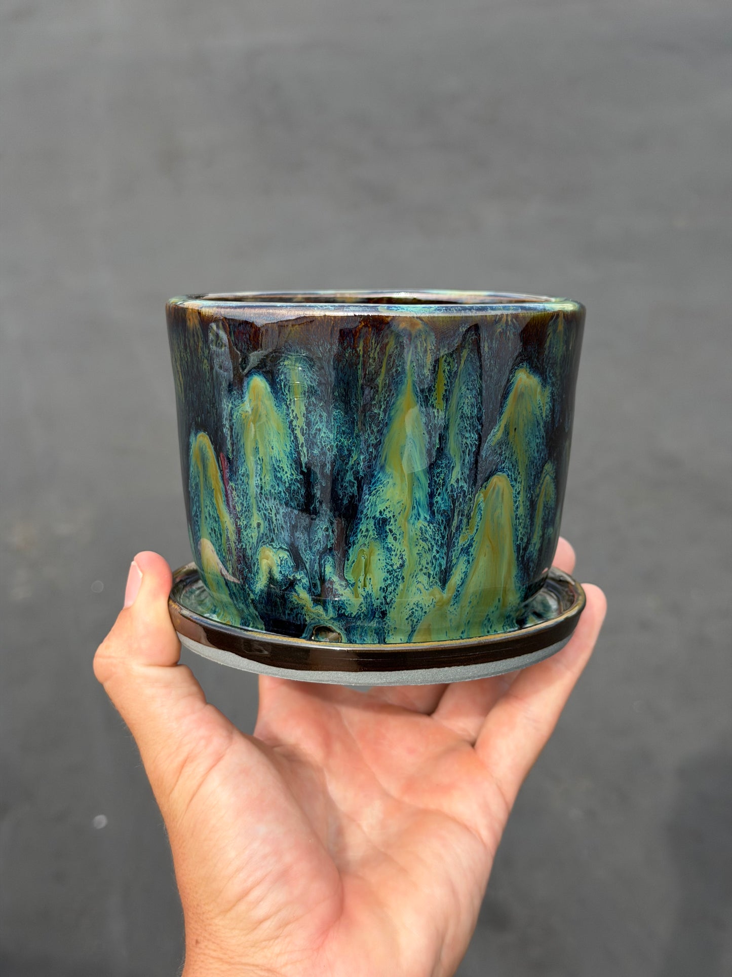 Green Speckled Planter