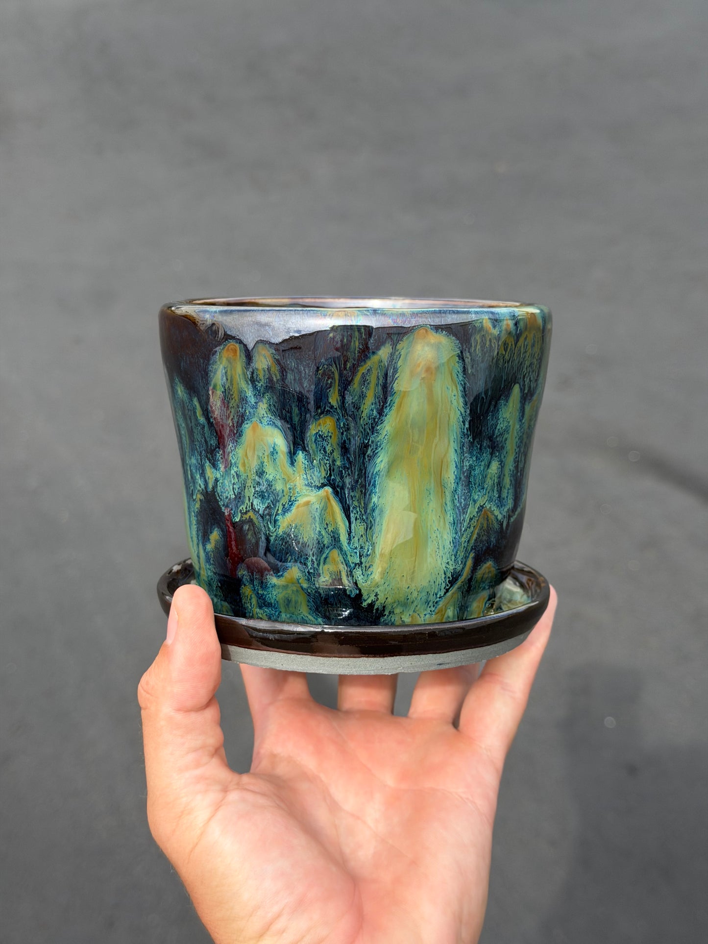 Green Speckled Planter