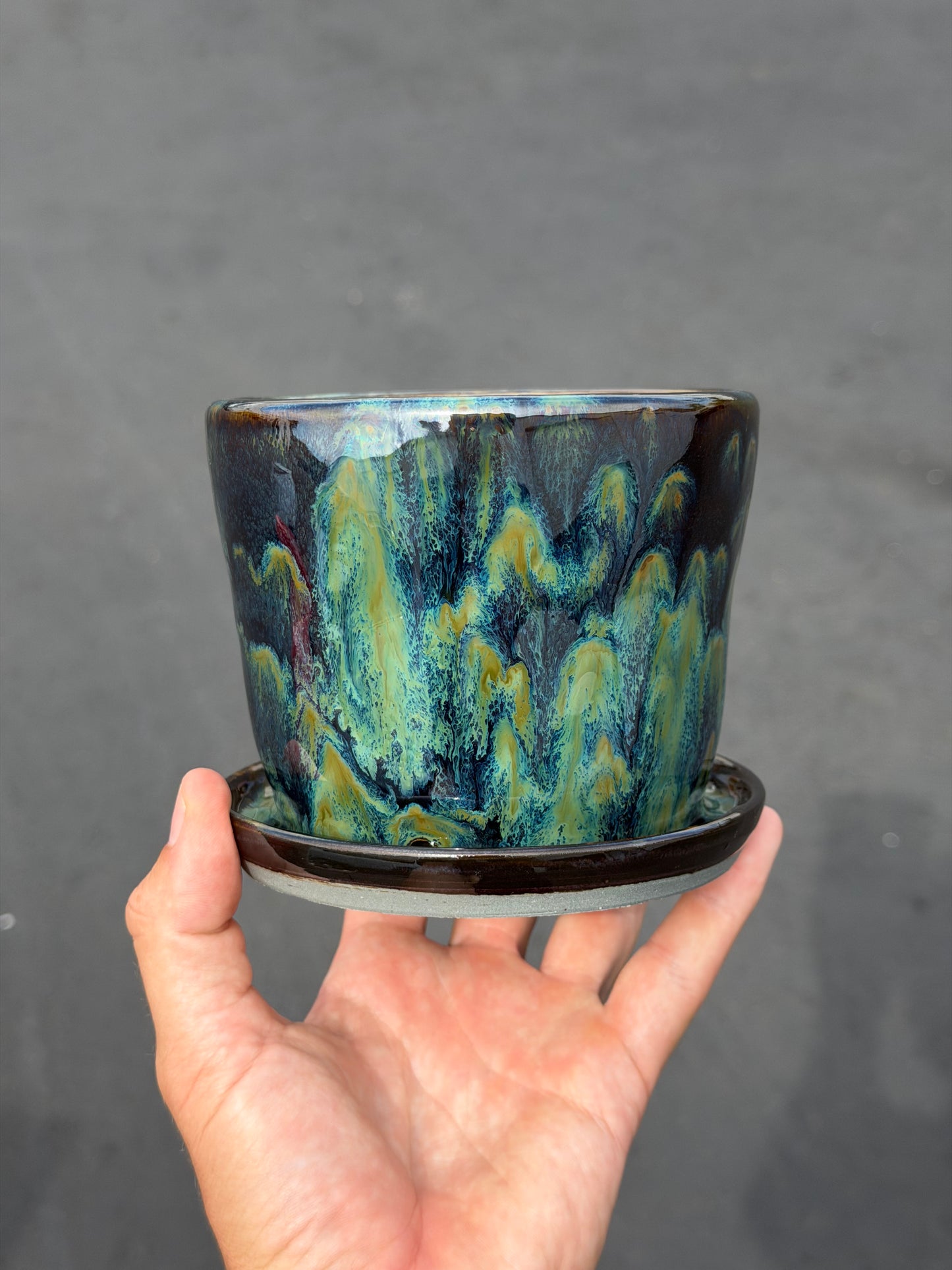 Green Speckled Planter