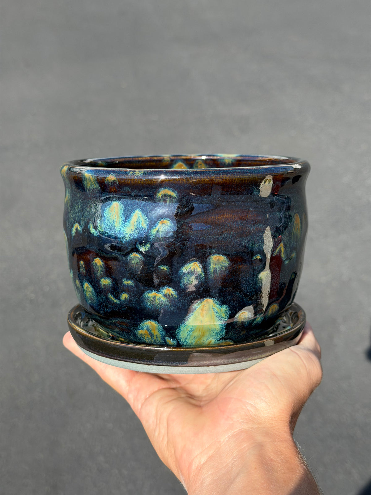 Green Speckled Planter