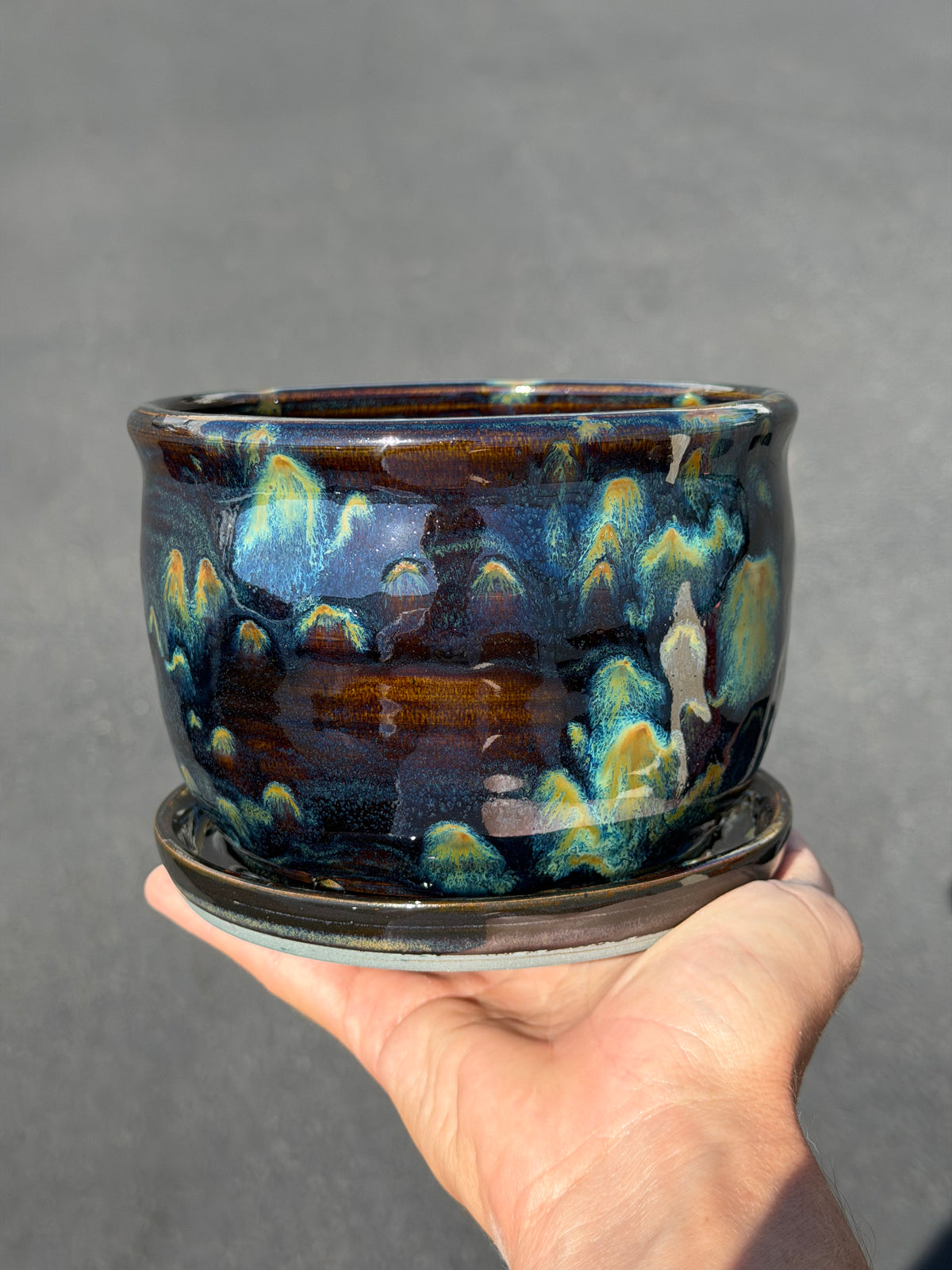 Green Speckled Planter