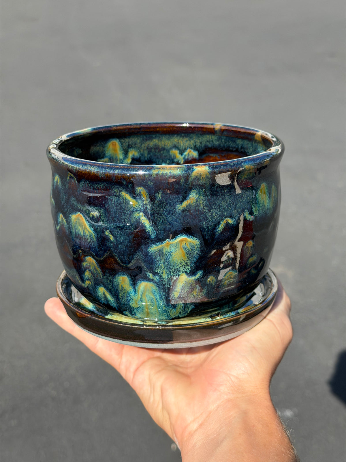 Green Speckled Planter