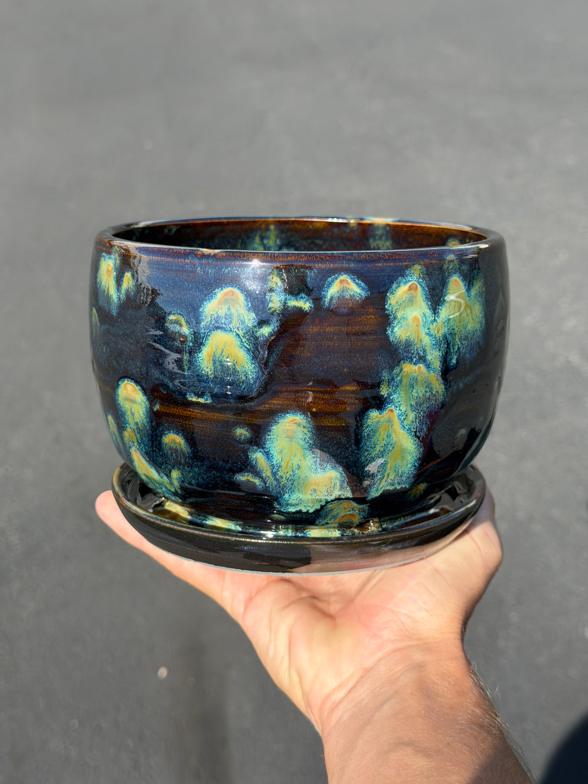 Green Speckled Planter