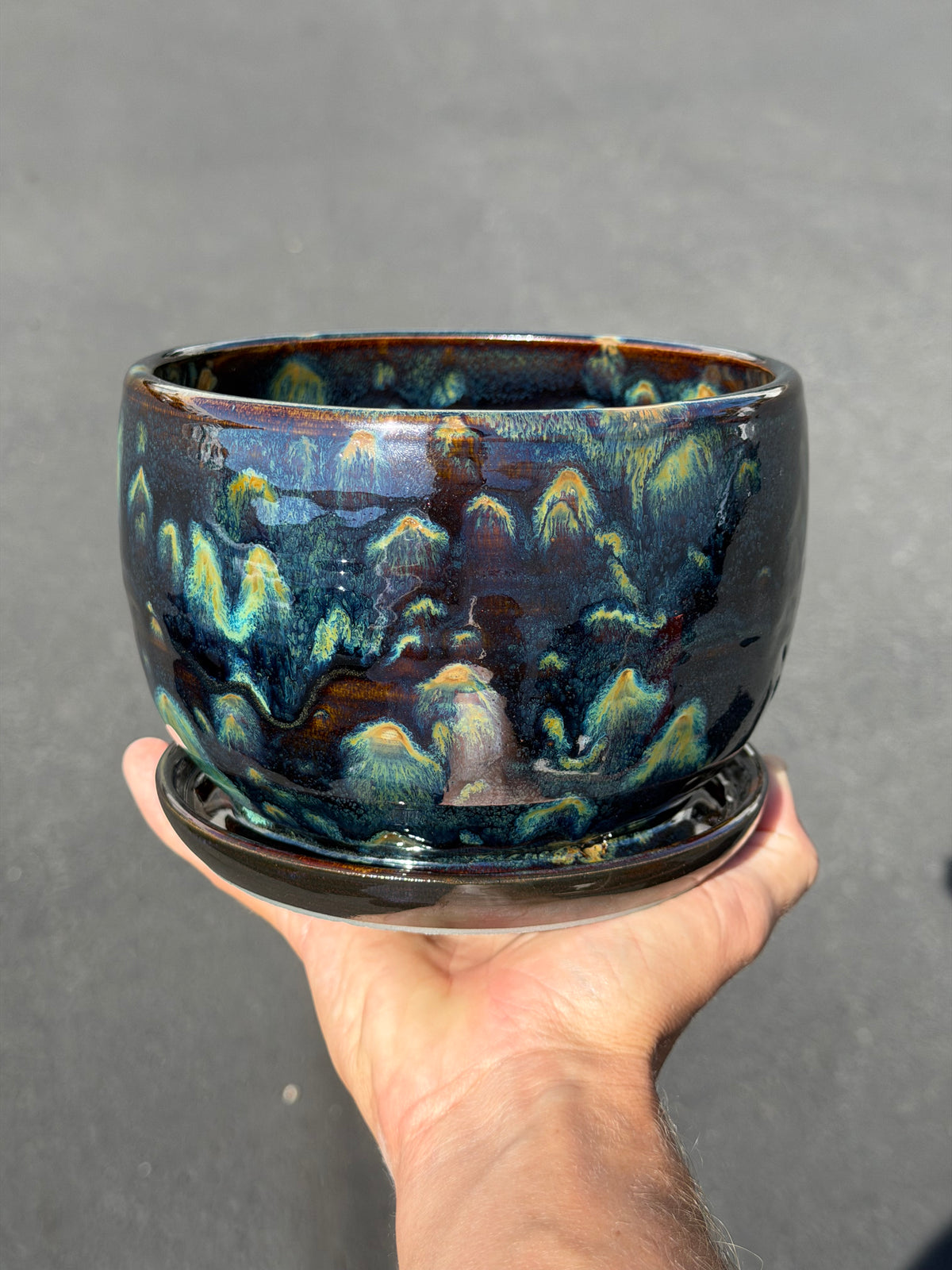 Green Speckled Planter