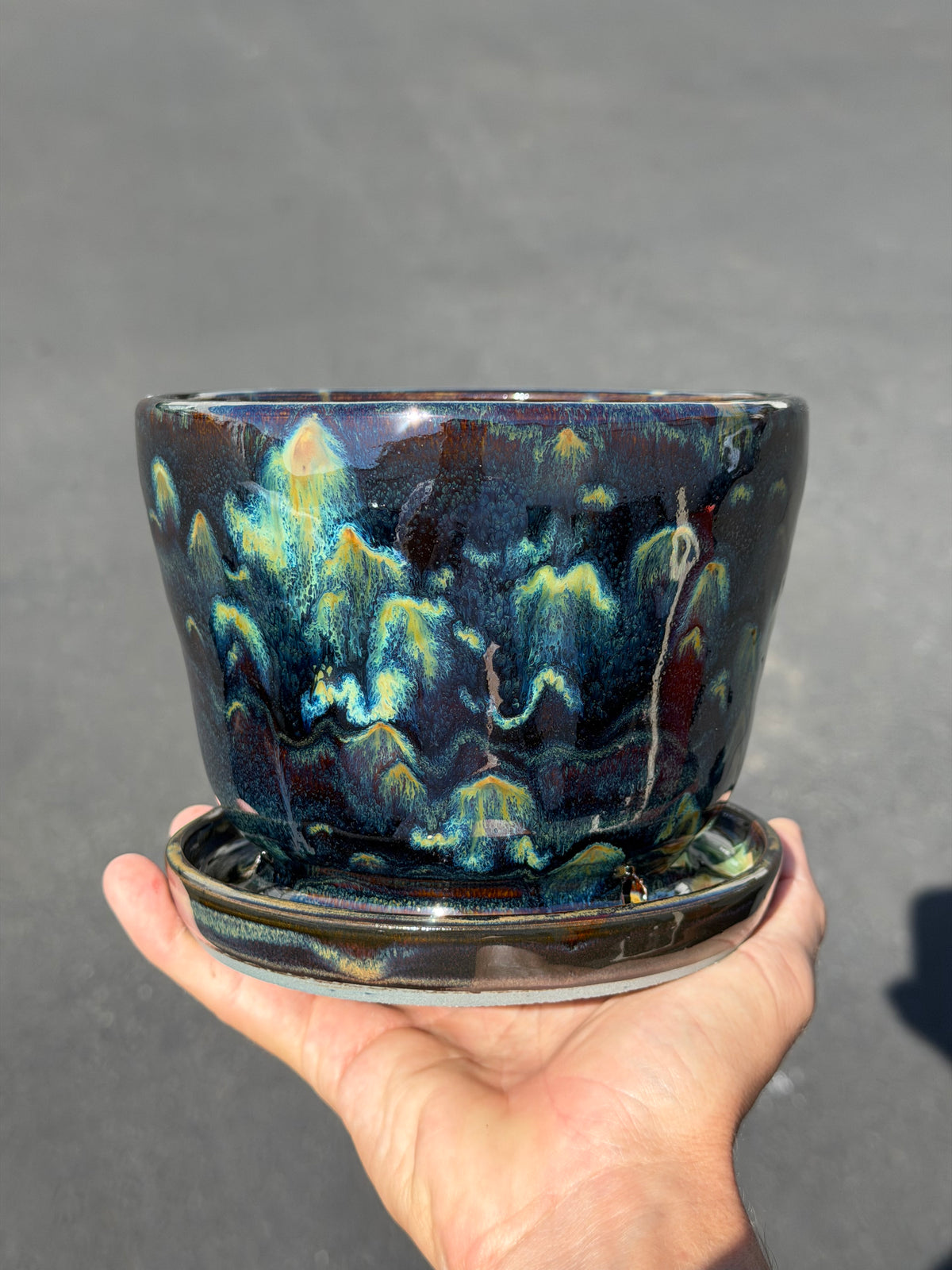 Green Speckled Planter