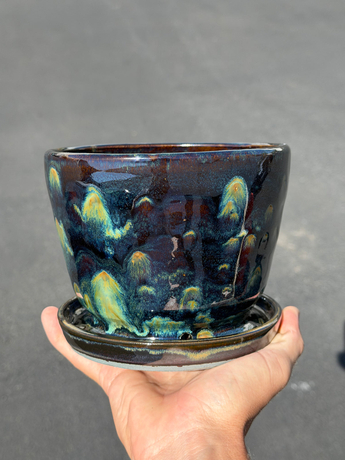 Green Speckled Planter