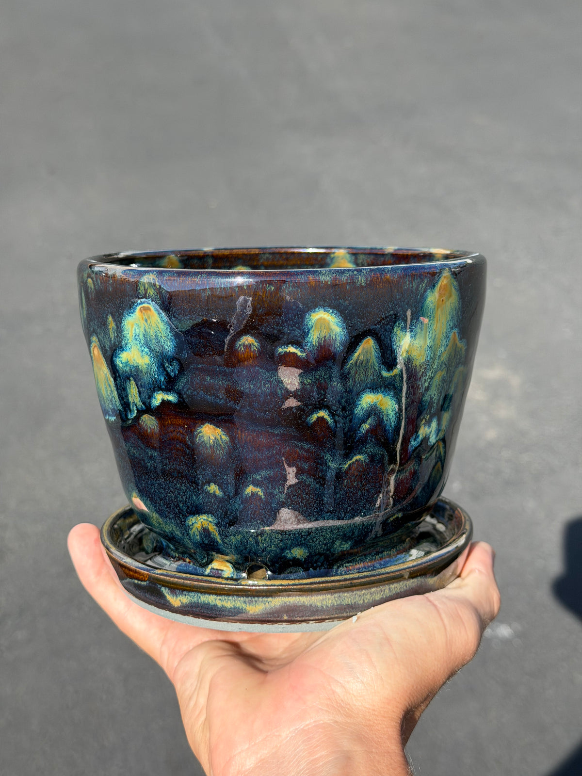 Green Speckled Planter