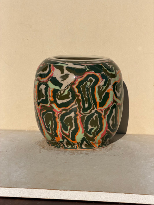 Green Spiral Nerikomi Vase