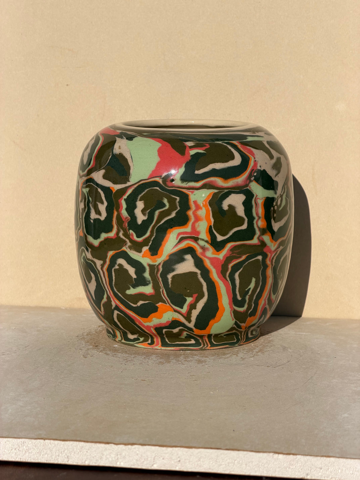 Green Spiral Nerikomi Vase